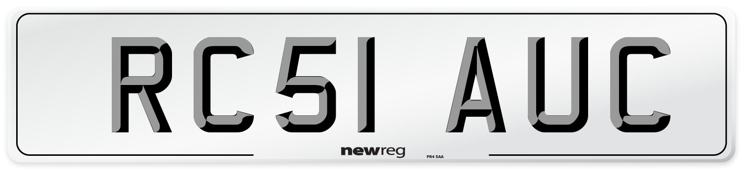 RC51 AUC Number Plate from New Reg